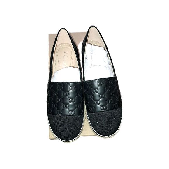 Jijixi Espadrille Black Quilted Cap Toe slip on flats 250 US 8.5 Summer Beach - Picture 3 of 6